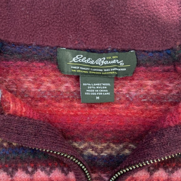 Eddie Bauer Lambs Wool Zip Up Sweater - Picture 5 of 7